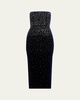 Strapless Crystal Velvet Midi Dress
