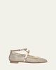 Slim Clarita Bow-Strap Fishnet Ballerina Flats