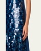 Mix-Media Dot Sequined Flounce Midi Dress