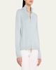 Cotton-Silk Tape Fitted Bomber Sweater