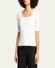 Cotton 1/2-Sleeve Square-Neck Tee