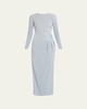 Plisse Jersey Gown with Beaded Hip Detail