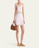 Linen Mini Dress with Lace Embroidery