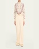 Jacquard Bandana Fringe Wool Cashmere Bomber Cardigan, White