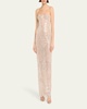 Giselle Blanc Strapless Bead & Sequin Gown