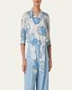 Tie-Neck Carnation Print Silk Chiffon Blouse