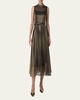 Metallic Organza Sleeveless Midi Dress