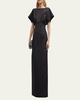 Silk Column Gown with Fan Bodice
