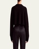 Drew Ribbed Wool Cashmere Cropped Cardigan Sweater