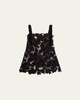 Peony Guipure Embroidered Bow-Strap Mini Dress