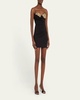 Crystal Button Cluster Embroidered Draped Mini Dress