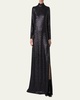 Sequined Jersey High-Neck Long Sleeve Gown