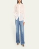 Monili-Cuff Cotton Twill Gauze Slim Blouse