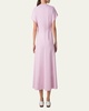 Slit-Sleeve Denim Stretch A-Line Midi Dress
