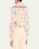 Jacquard Bandana Fringe Wool Cashmere Bomber Cardigan, White