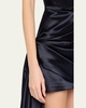Strapless Corset Satin Mini Dress with Draped Panel