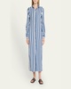 Striped Button-Front Maxi Shirtdress