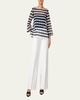 Kodak Striped Dot Guipure Trumpet-Sleeve Blouse