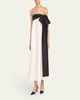 Colorblock Flowy Long Dress with Bow