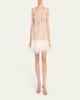 Mademoiselle Beaded Feather-Trim Mini Dress