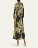 Flower Printed Linen Maxi Dress