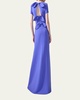 Bow-Embellished Embroidered Applique Gown