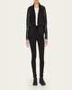 Drape-Front Quilted Faux-Leather Jacket
