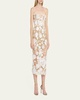Jasmine Strapless Floral Applique Midi Dress