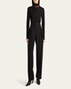 Pleated Straight-Leg Trousers with Split Seams