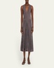 Keball Long Metallic V-Neck Dress