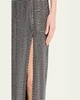 Crystal Embellished Halter Slit Gown