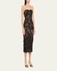 Jasmine Strapless Floral-Embroidered Midi Dress