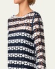 Kodak Striped Dot Guipure Trumpet-Sleeve Blouse