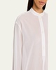 Stand-Collar Tassel Cotton Voile Shirt