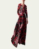 Long Floral Belted Trench Gown