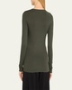 Soft Touch Flat-Edge Long-Sleeve Crewneck Top