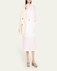 Tuxedo Bib Long-Sleeve Belted Organza Tunic Shirt