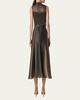 Metallic Organza Sleeveless Midi Dress