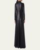 Sequined Jersey High-Neck Long Sleeve Gown