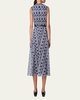 Abstract-Print Tulle Belted Midi Dress