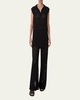 Long Chunky Mesh Knit Polo Top