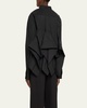 Poplin Ruffle Back Cropped Blouse
