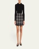 Metallic Check Tweed A-Line Mini Skirt