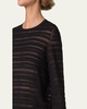 Sheer Stripe Knit Crewneck Sweater