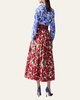Floral Pleated Cummerbund Midi Skirt