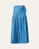 Stripe Pleated Poplin Maxi Skirt with D-Ring Belt