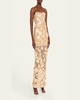 Jasmine Embroidered Strapless Column Gown