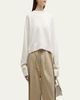 Bruzzi Wool-Cashmere Raglan-Sleeve Crop Sweater