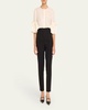 High-Rise Pintuck Skinny-Leg Pants