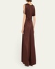 Nadia Ruched Petal-Sleeve Gown
